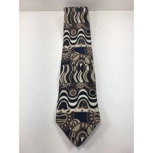 Zylos George Machado Tie 100% Silk Geometric Black Blue Beige